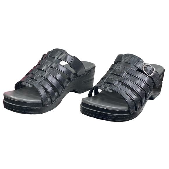 Dansko Women's Marion Black Leather Slip On Sandal Size 37 US 6.5/7 - Picture 6 of 11